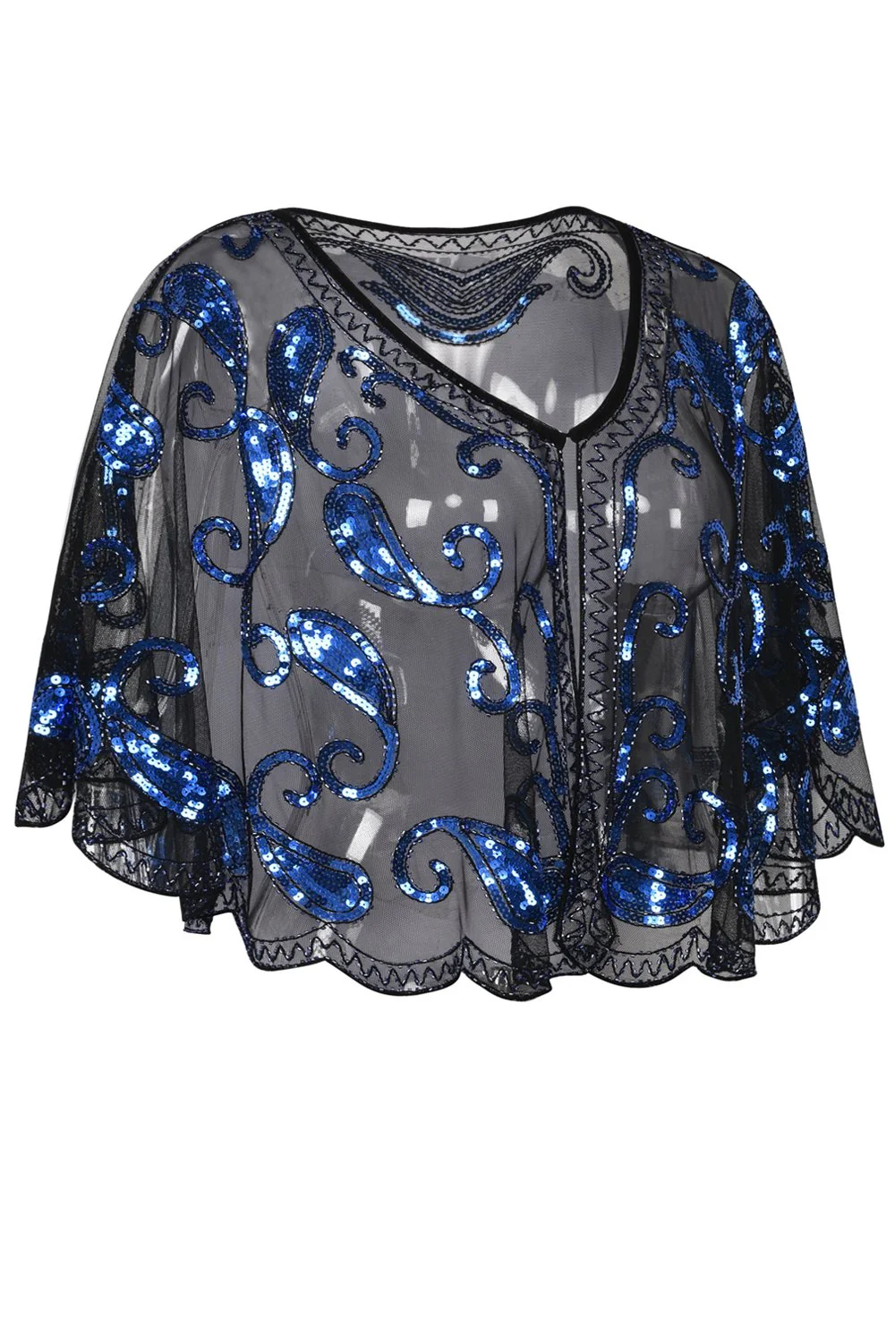 1920s Black Glitter Sequins Cape - Image 3