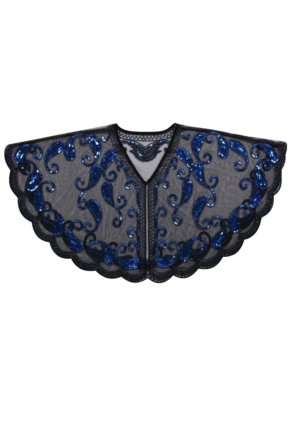 1920s Blue Glitter Sequins Cape