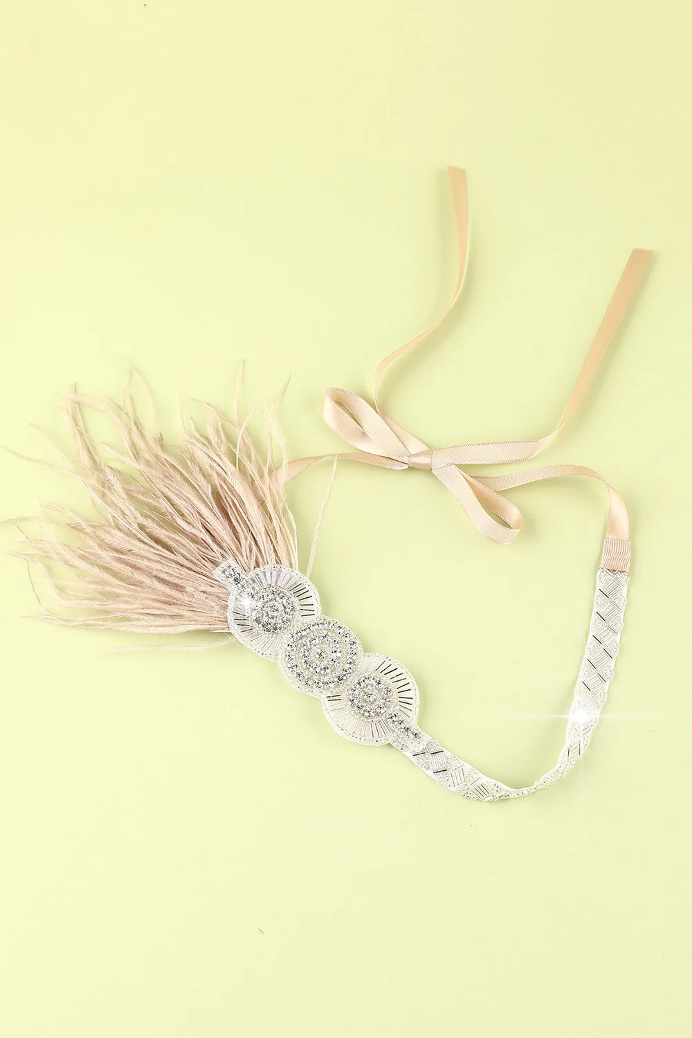1920s Feather Beaded Flapper Headband - Image 4