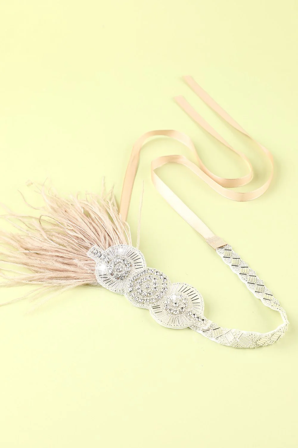 1920s Feather Beaded Flapper Headband - Image 7