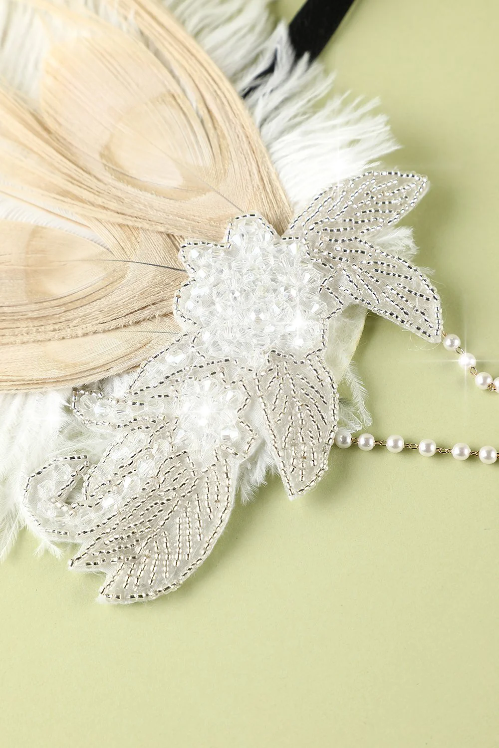 1920s Feather Sequin Flapper Headband - Image 10