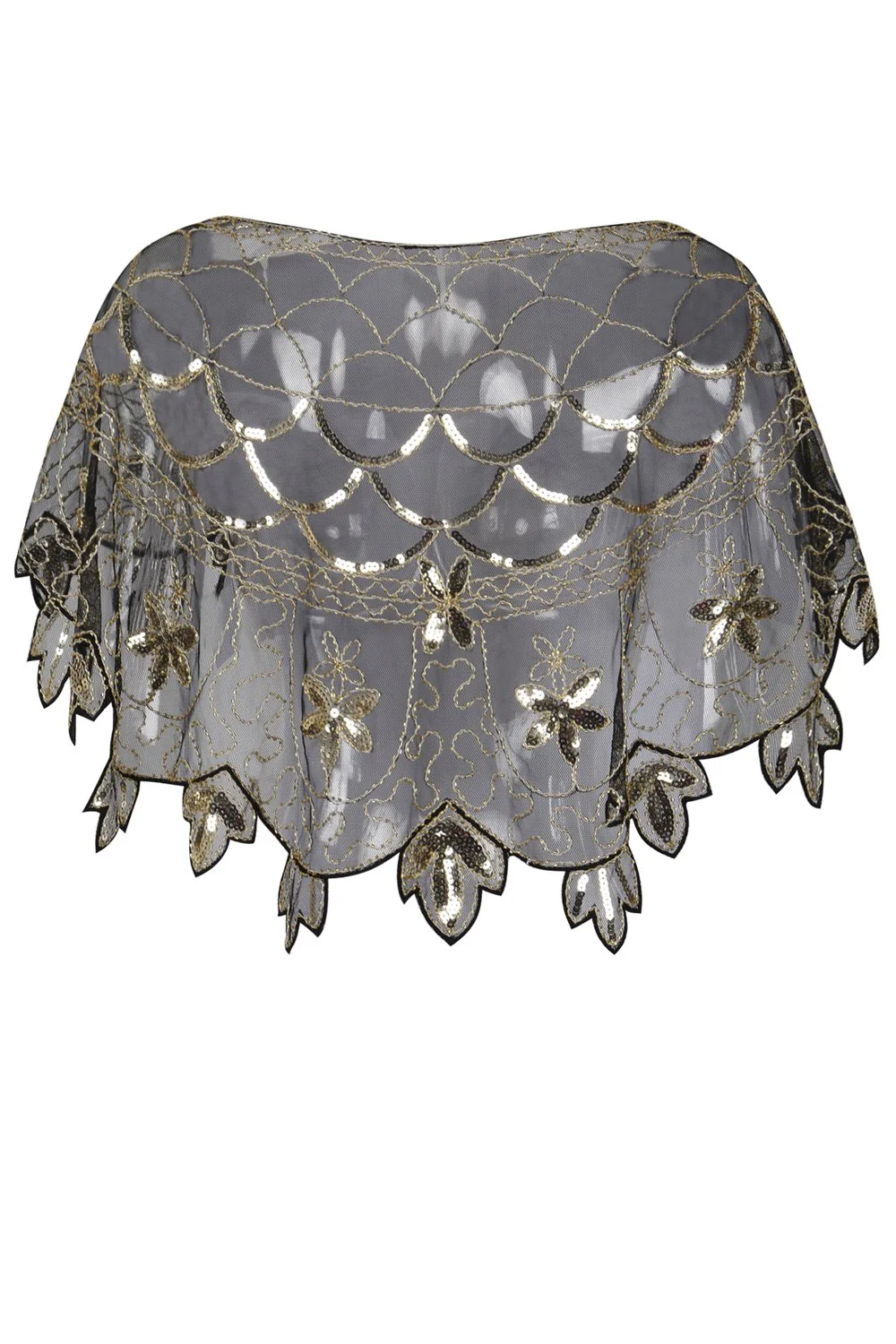 1920s Flower Sequin Women Cape - Image 4