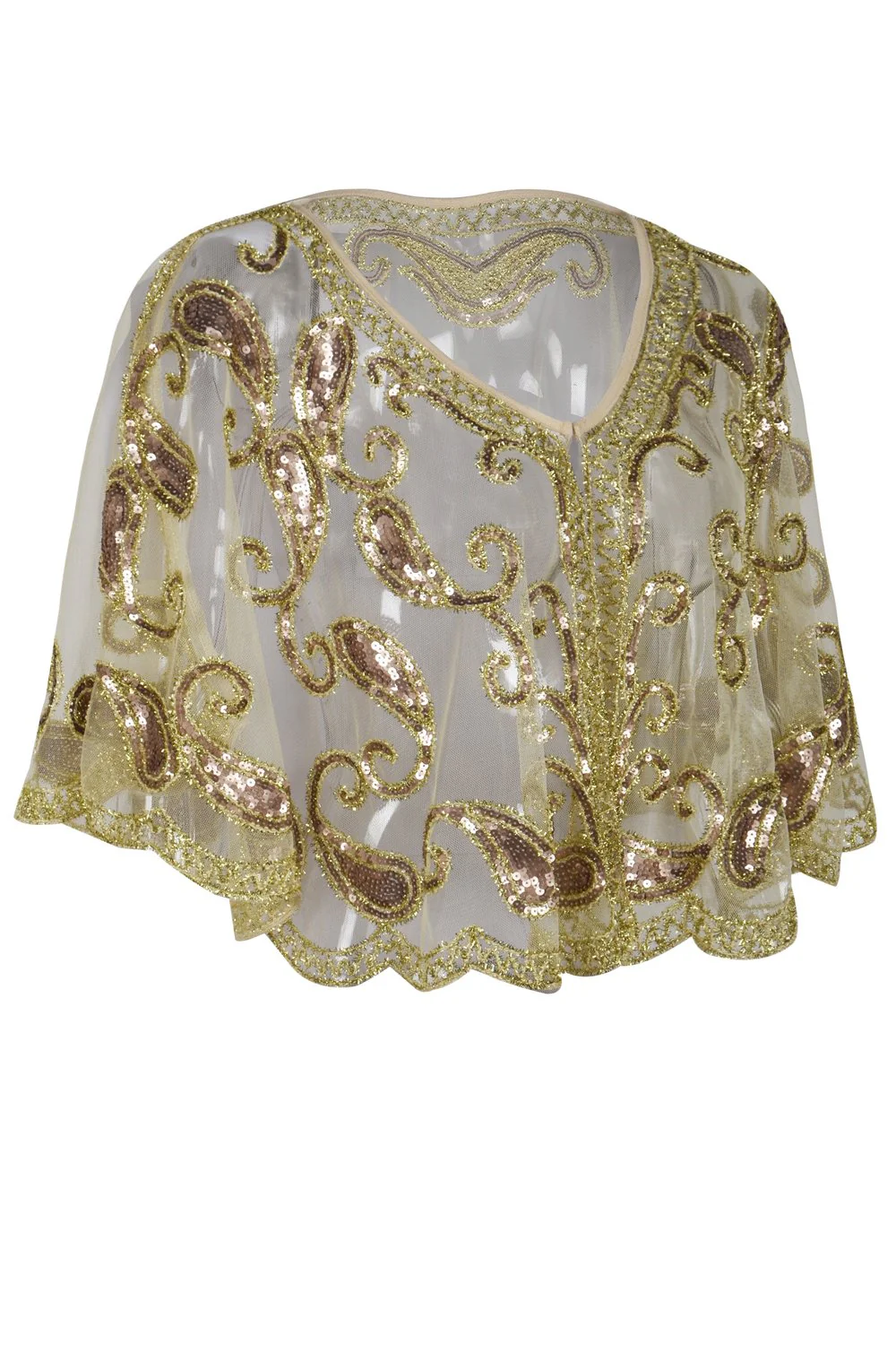 1920s Ivory Glitter Sequins Cape - Image 3