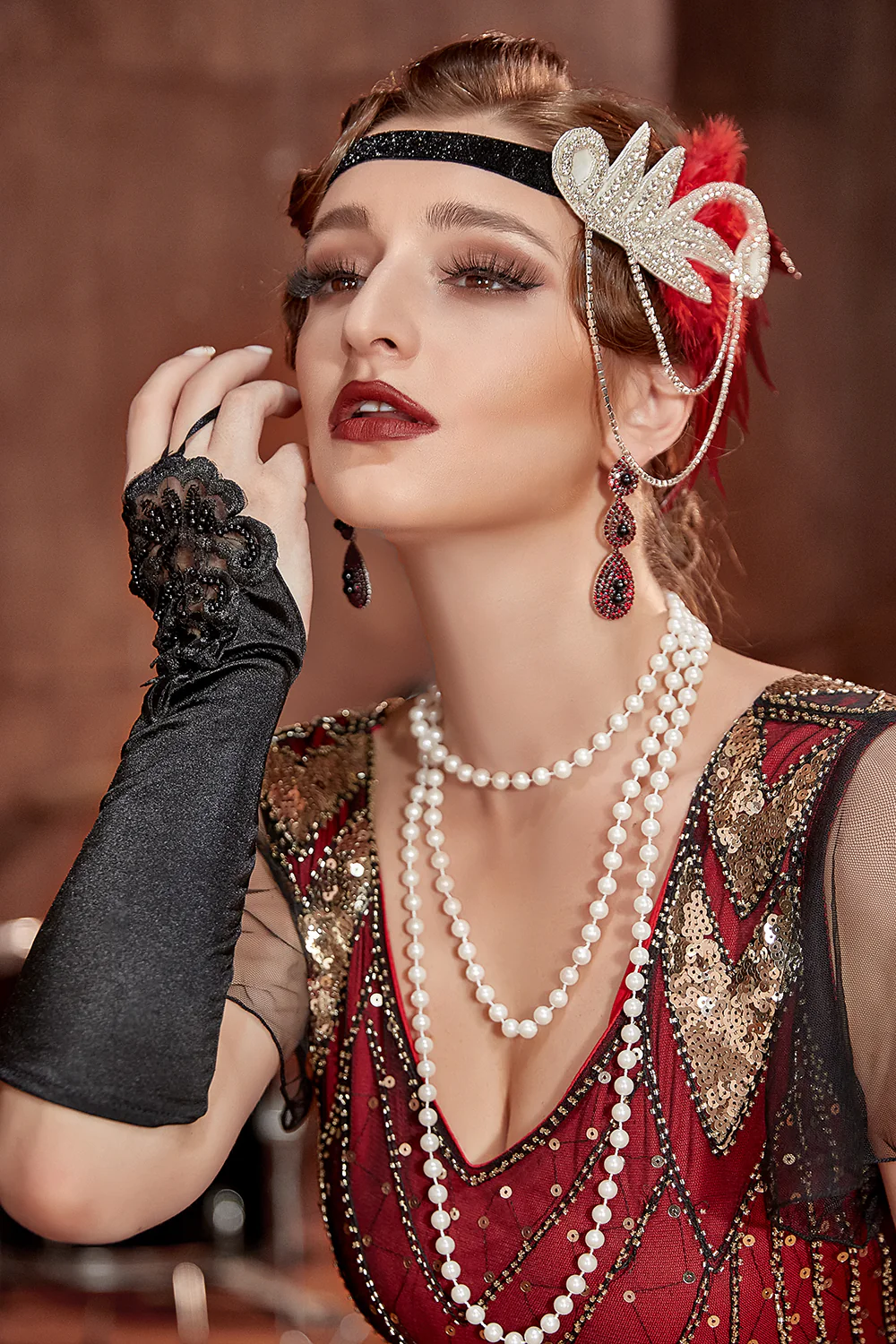 1920s Red Costume Accessories Set - Image 2