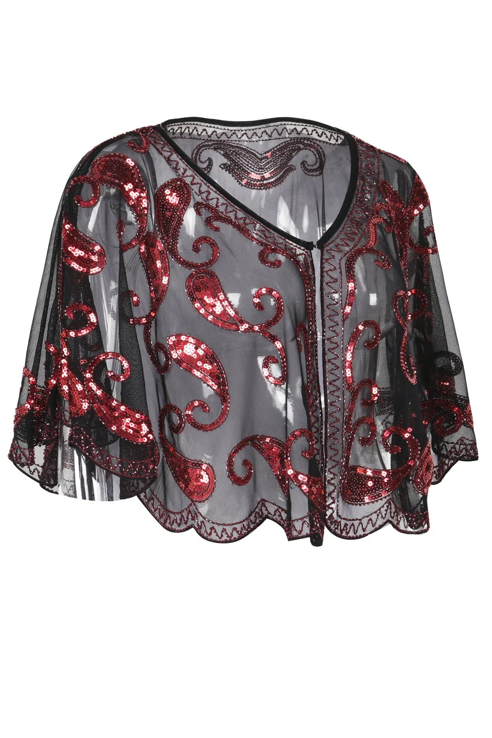 1920s Red Glitter Sequins Cape - Image 3