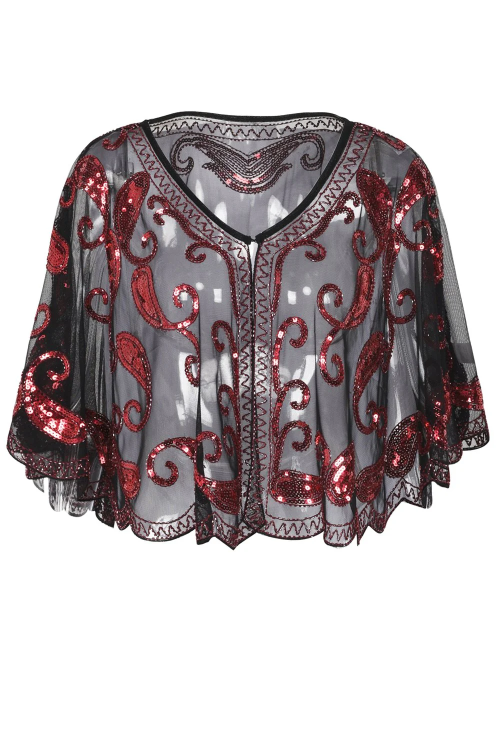 1920s Red Glitter Sequins Cape - Image 4