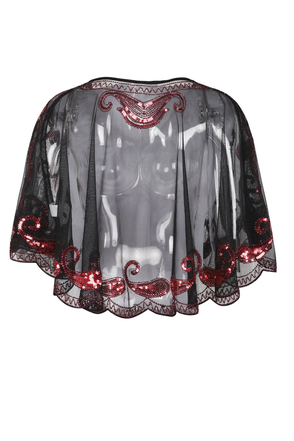 1920s Red Glitter Sequins Cape - Image 5