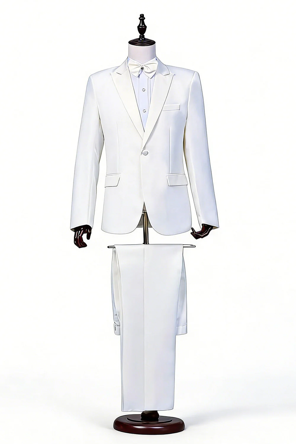 Black 2 Piece Peak Lapel Slim Fit Men's Suits - Image 10