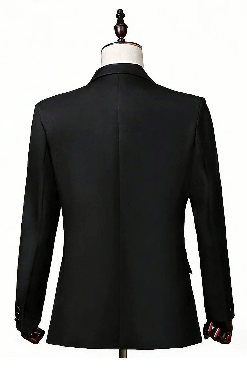 Black 2 Piece Peak Lapel Slim Fit Men's Suits - Image 2