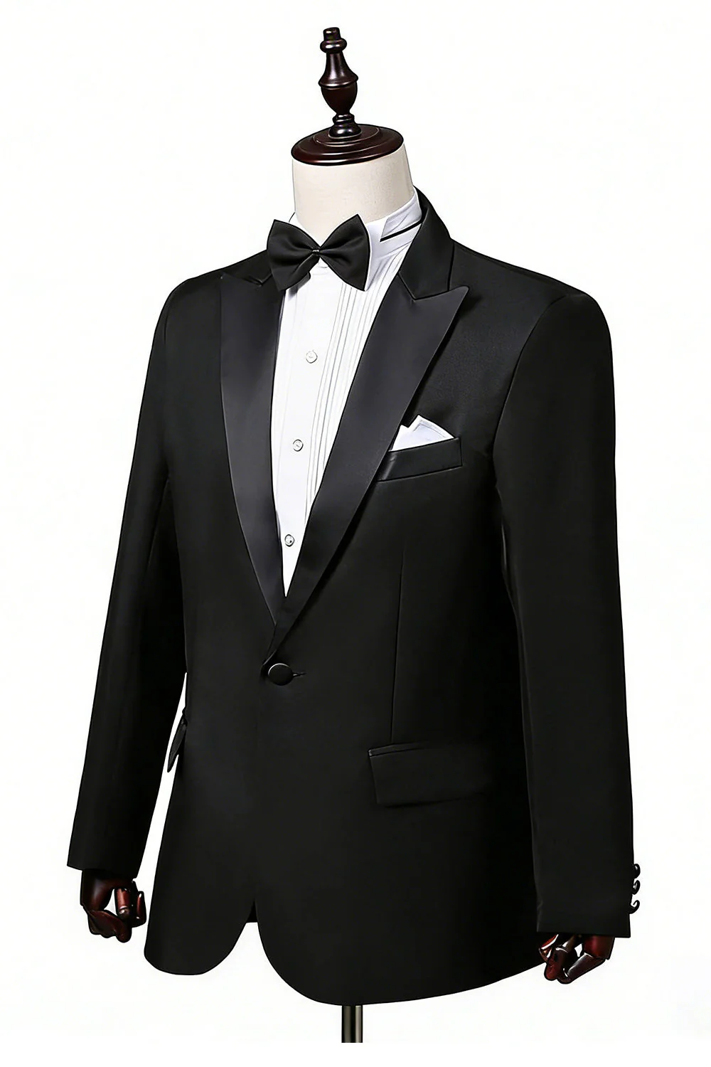 Black 2 Piece Peak Lapel Slim Fit Men's Suits - Image 4