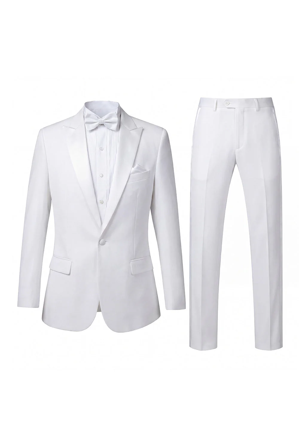 Black 2 Piece Peak Lapel Slim Fit Men's Suits - Image 9