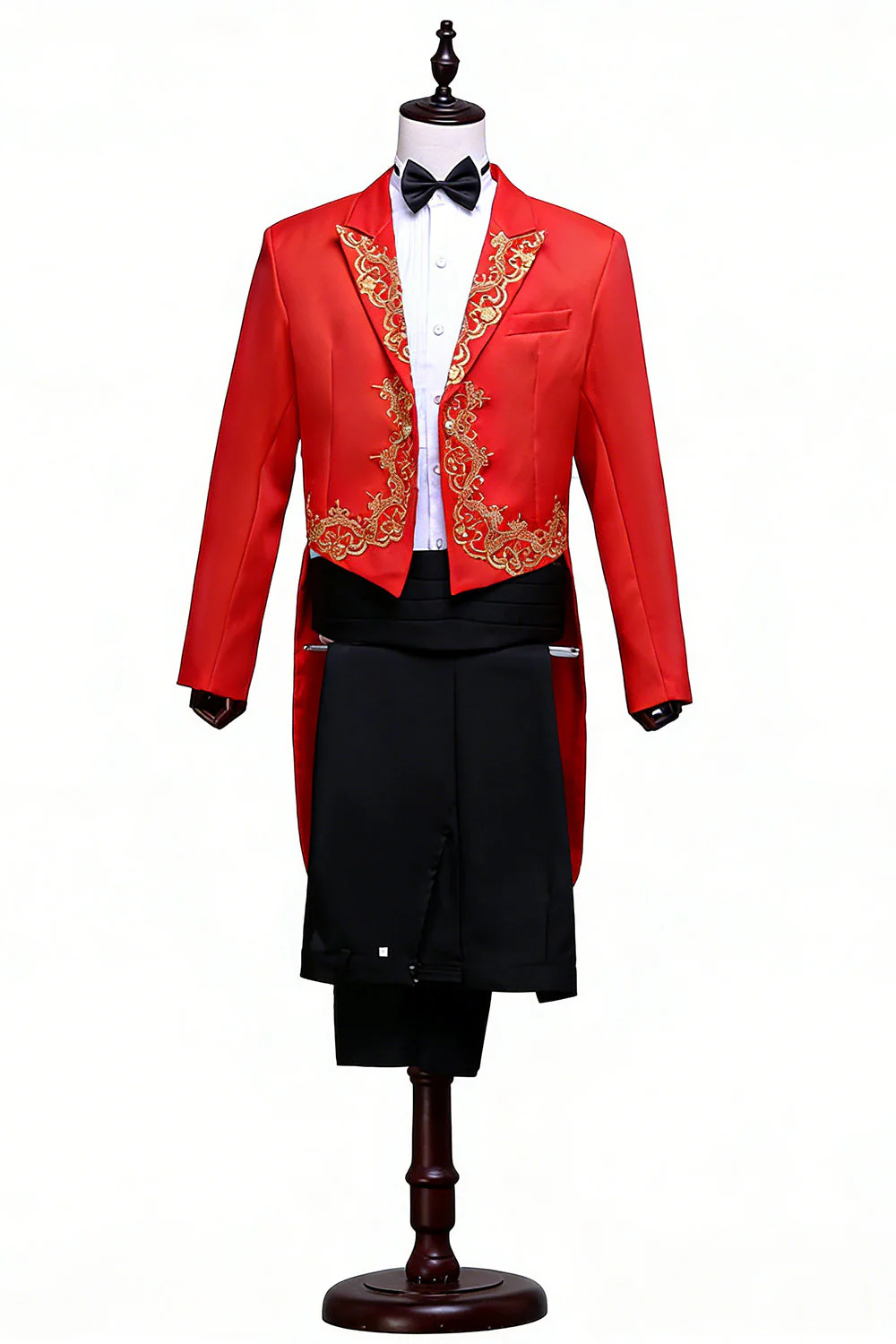 2 Piece Black One Button Peak Lapel Men's Suits with Embroidery - Image 4