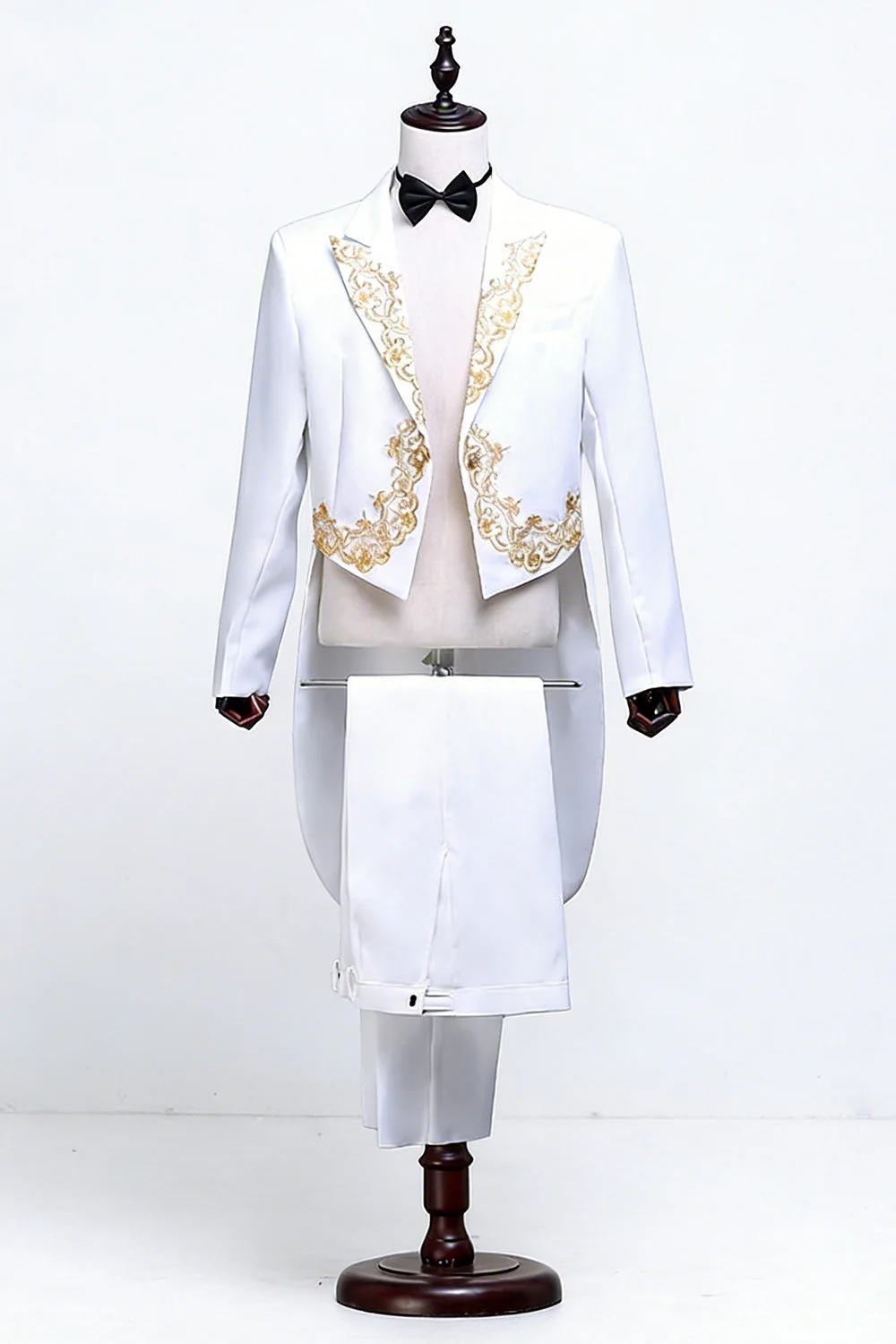 2 Piece Black One Button Peak Lapel Men's Suits with Embroidery - Image 5