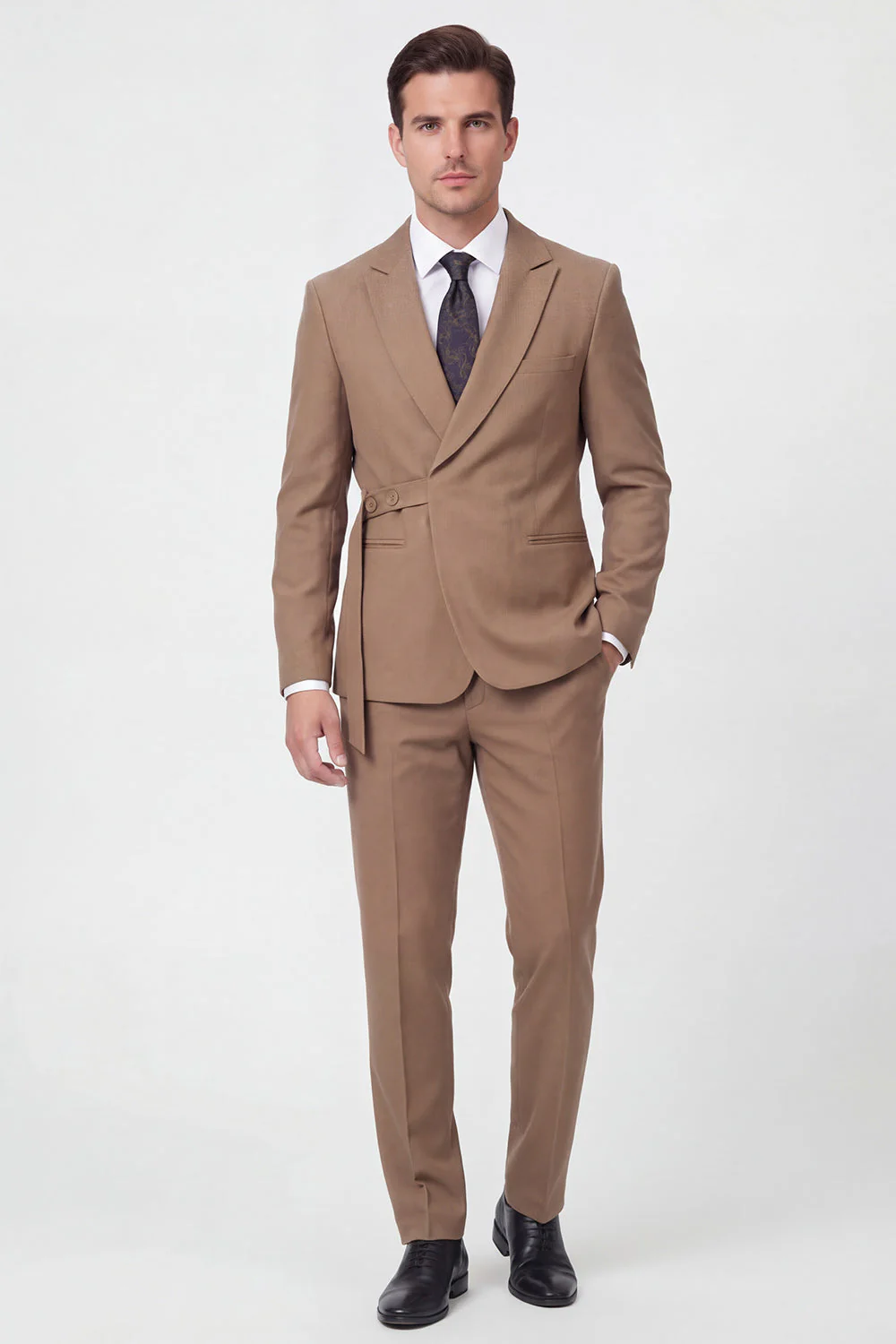 2 Piece Brown One Button Notched Lapel Men's Suits