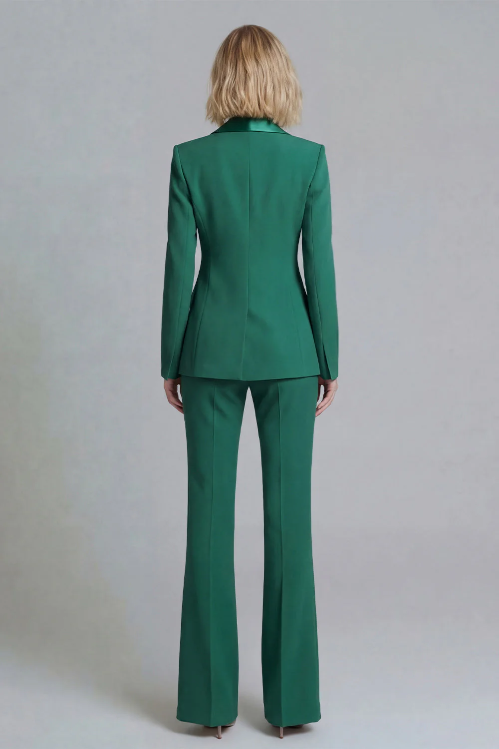 2 Piece Fresh Emerald Shawl Lapel Double Breasted Women's Work Suits - Image 2