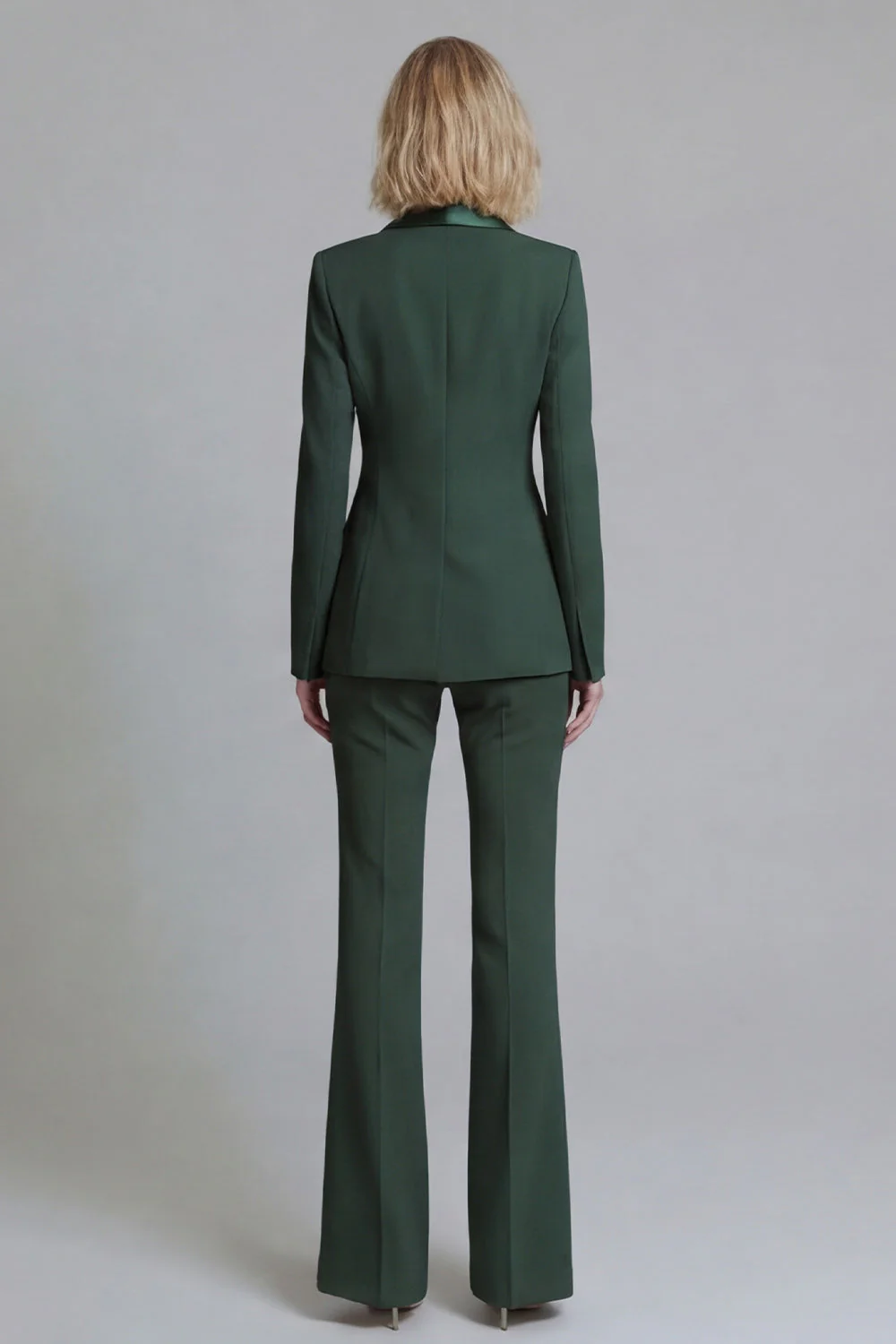 2 Piece Fresh Emerald Shawl Lapel Double Breasted Women's Work Suits - Image 20