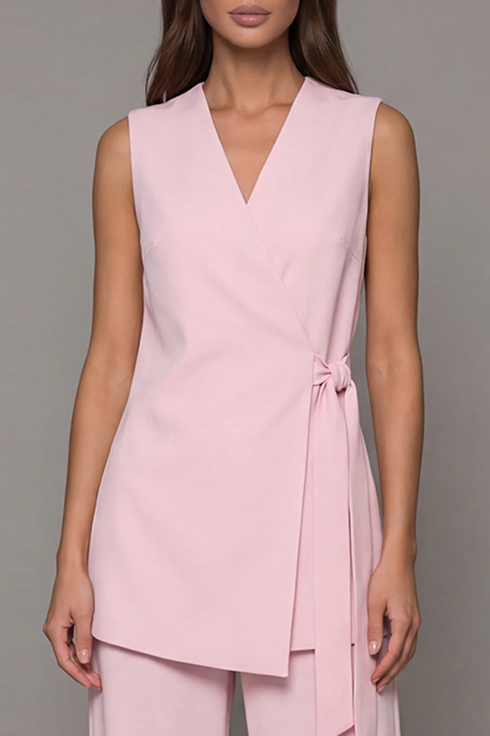 2 Piece Pink V Neck Work Suits - Image 3