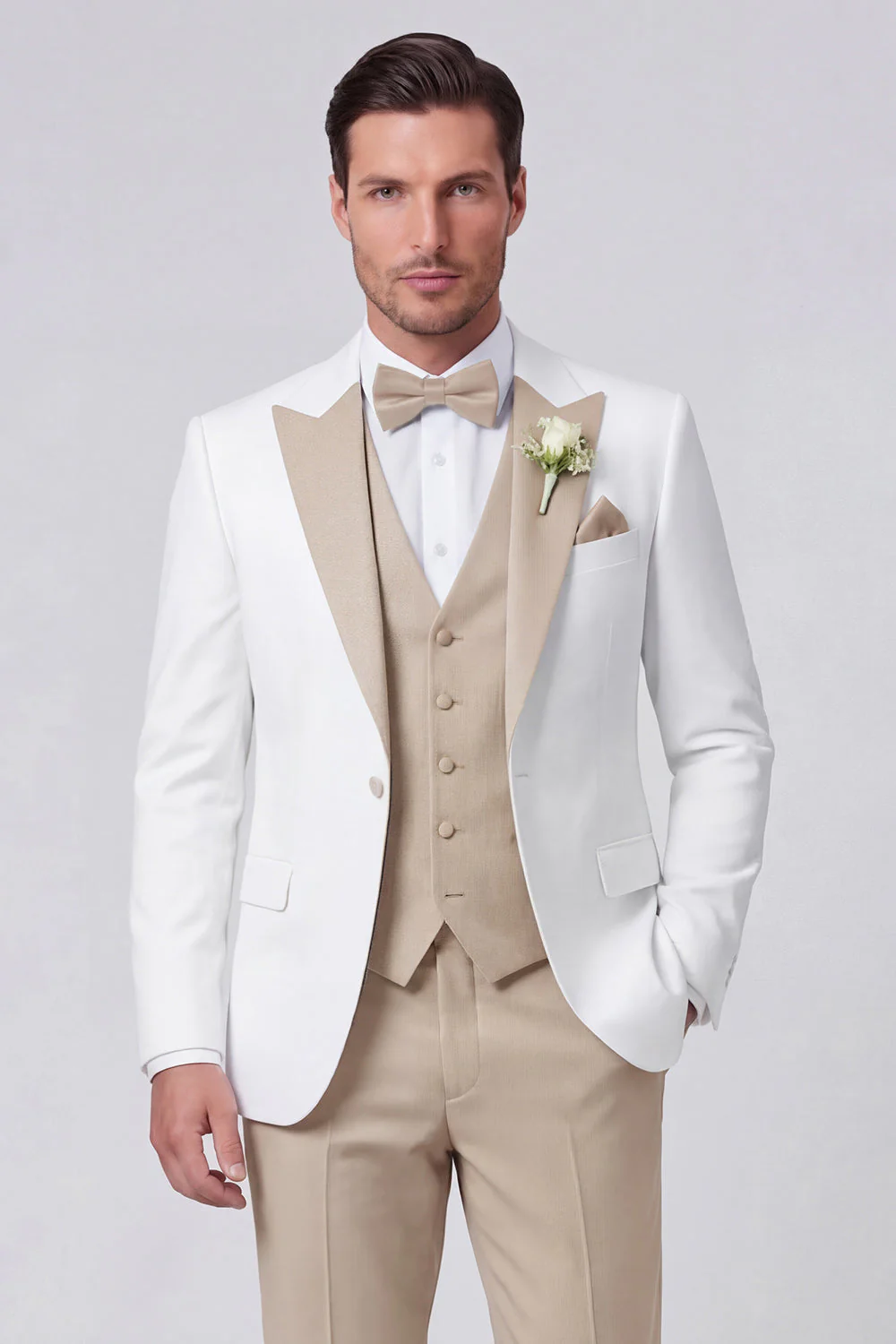 3 Piece Black Slim Fit Peak Lapel Men's Prom Suits - Image 5