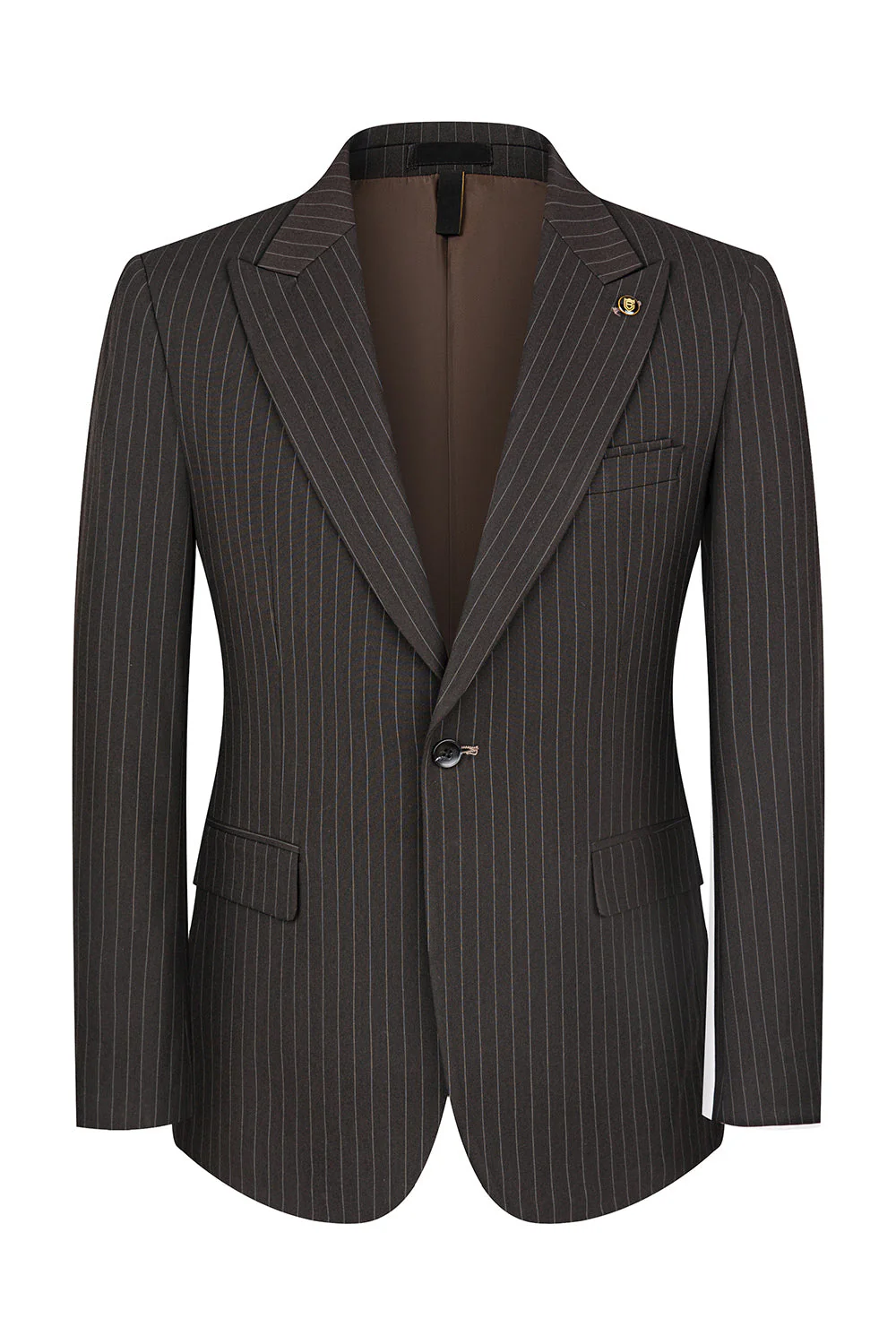 3 Piece Blue Peak Lapel One Button Men's Prom Suits - Image 11