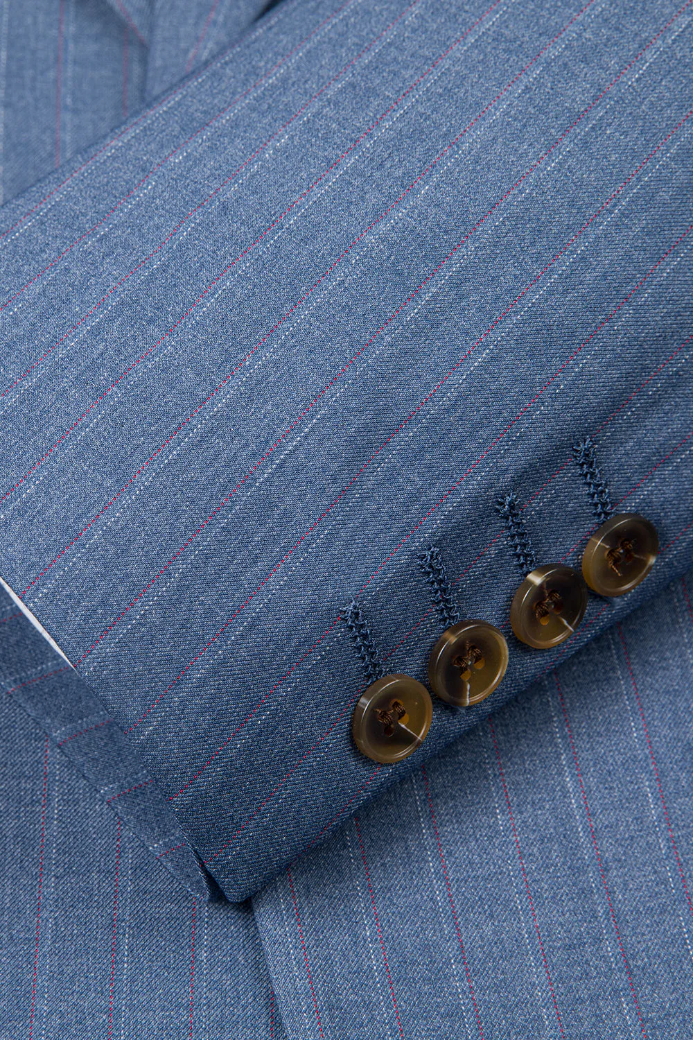 3 Piece Blue Peak Lapel One Button Men's Prom Suits - Image 20