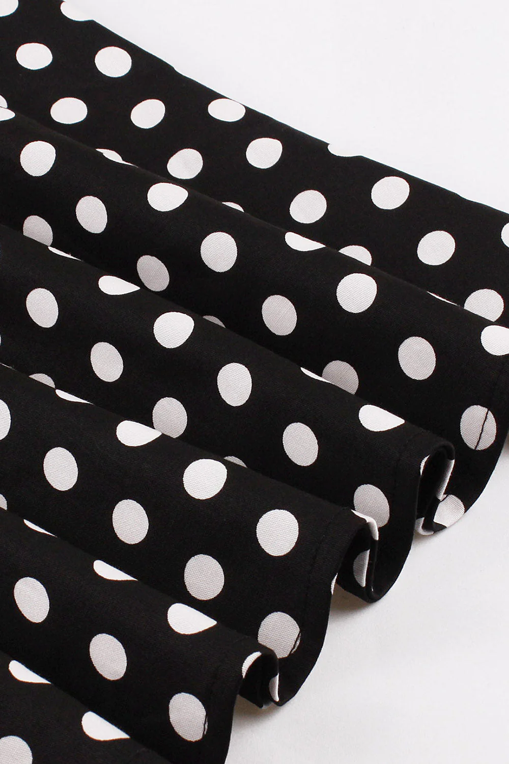 A Line Black Polka Dots Short Sleeves 1950s Dress with Belt - Image 3