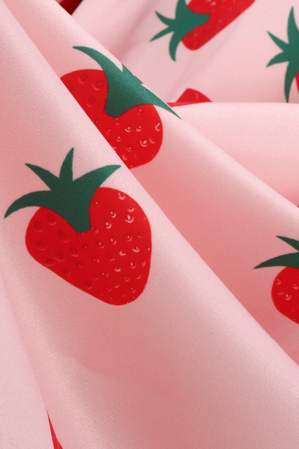 A Line Blush Strawberry Printed 1950s Dress with Short Sleeves - Image 3