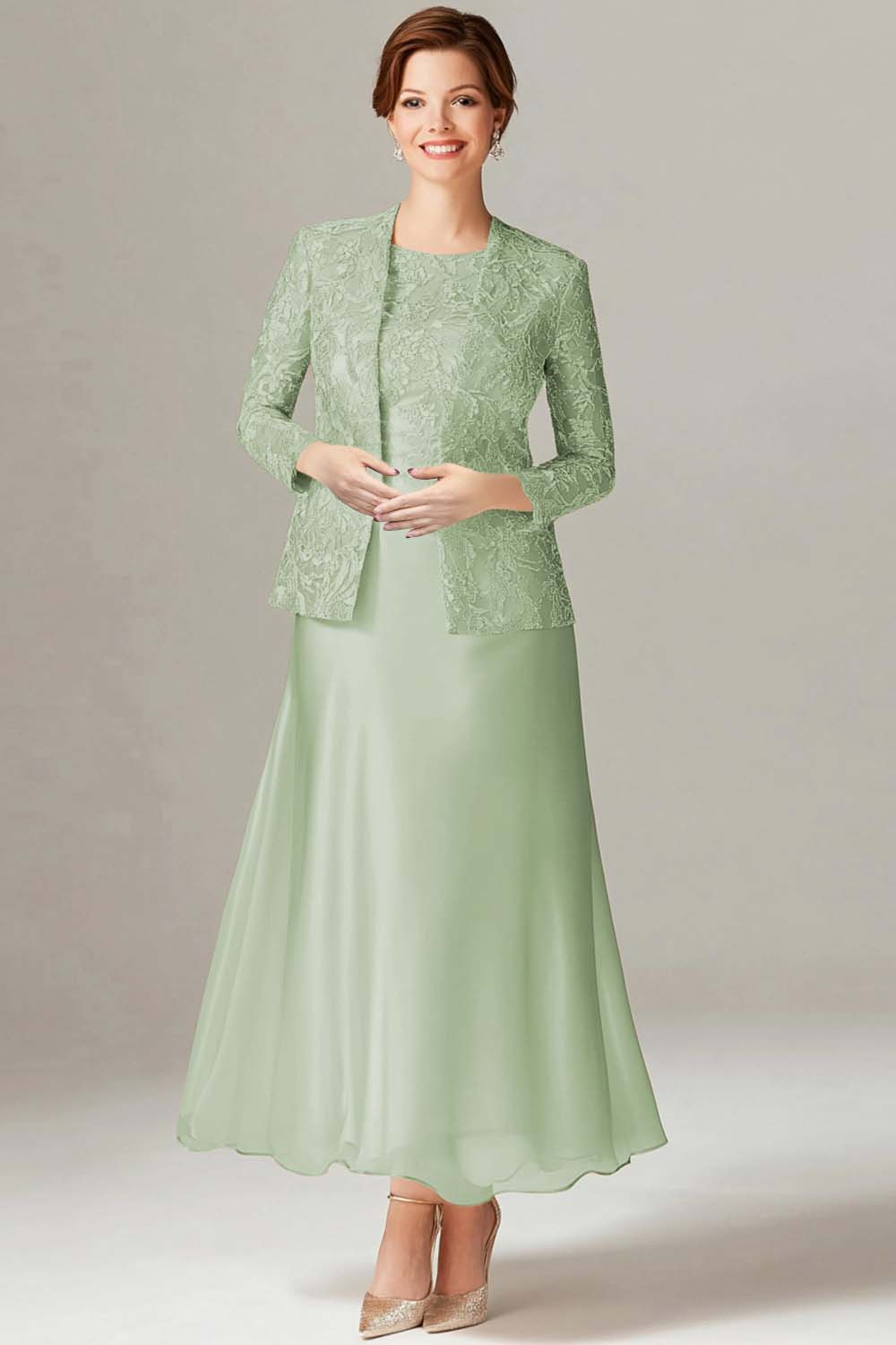 A-Line Champagne Chiffon 2-Piece Mother of the Bride Dress - Image 10