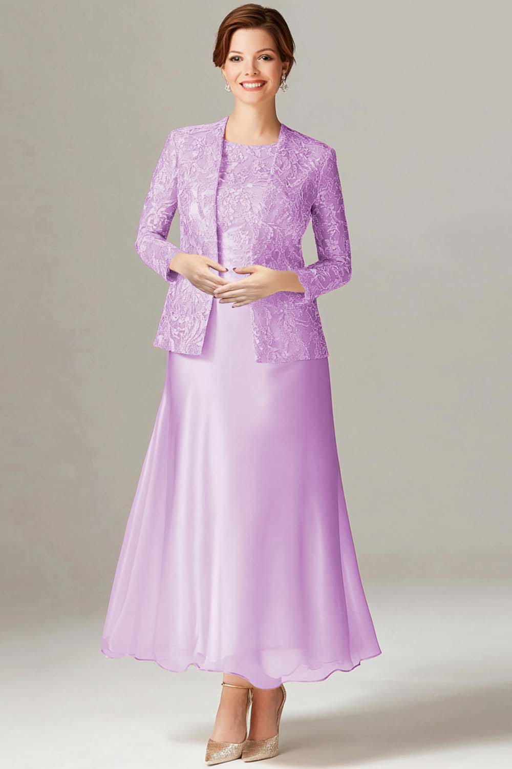 A-Line Champagne Chiffon 2-Piece Mother of the Bride Dress - Image 11