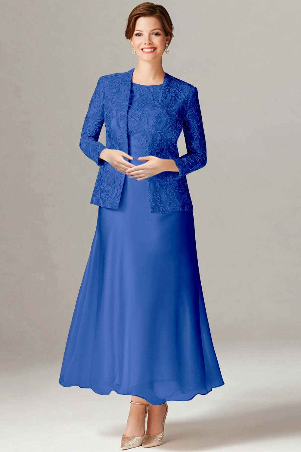 A-Line Champagne Chiffon 2-Piece Mother of the Bride Dress - Image 12