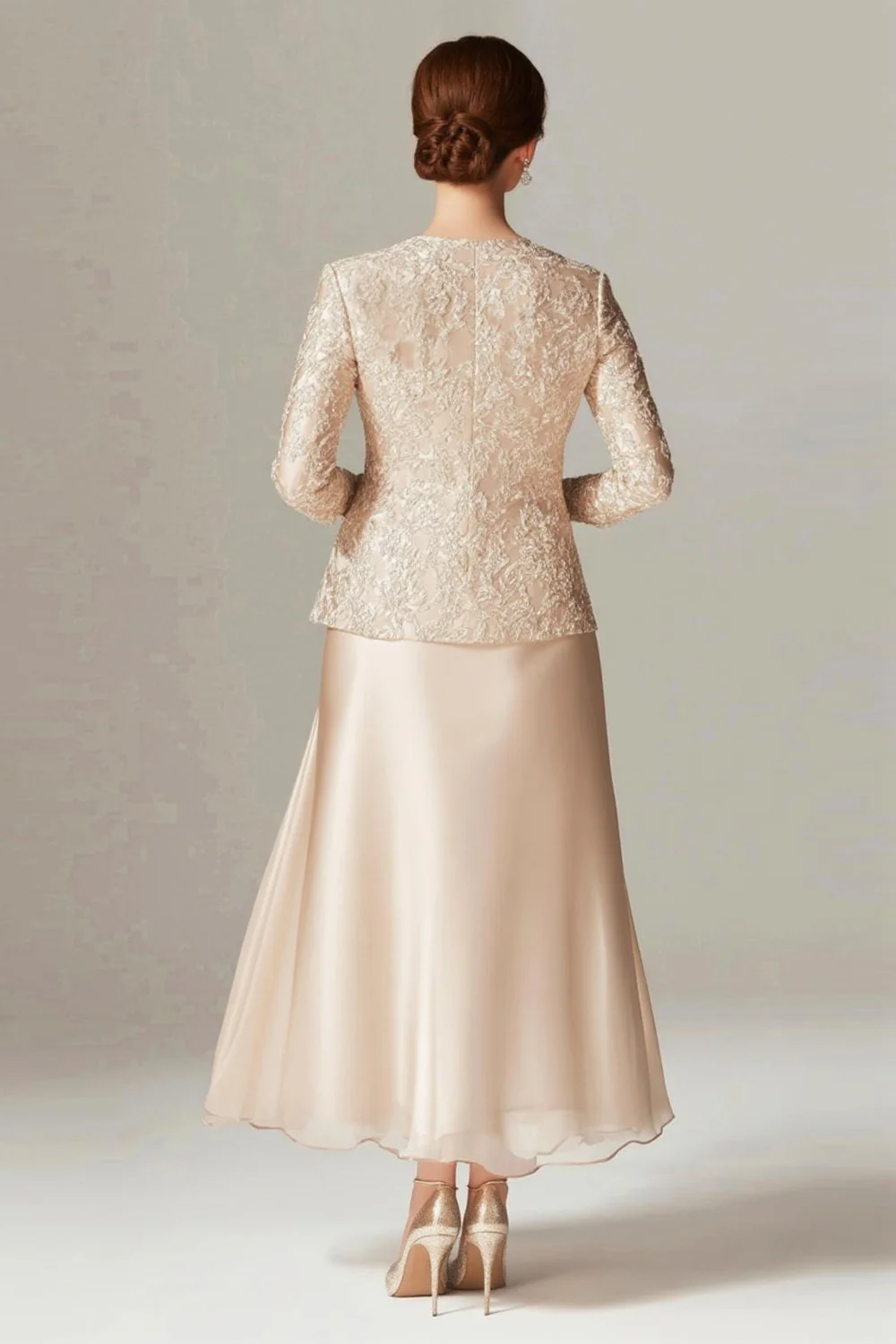A-Line Champagne Chiffon 2-Piece Mother of the Bride Dress - Image 2