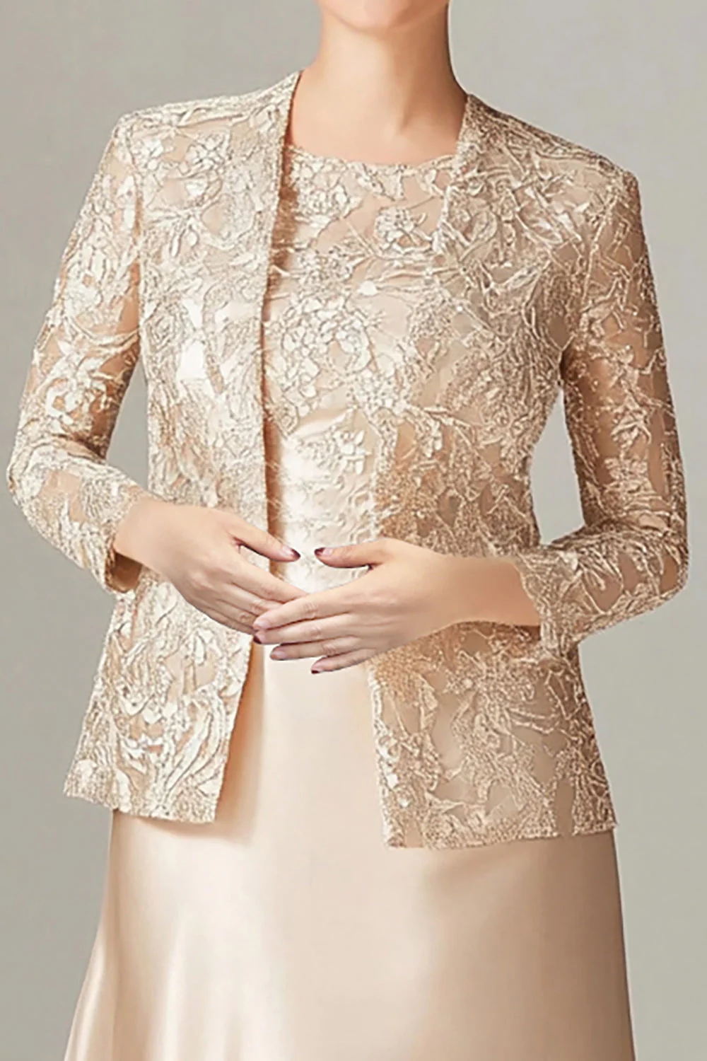 A-Line Champagne Chiffon 2-Piece Mother of the Bride Dress - Image 3