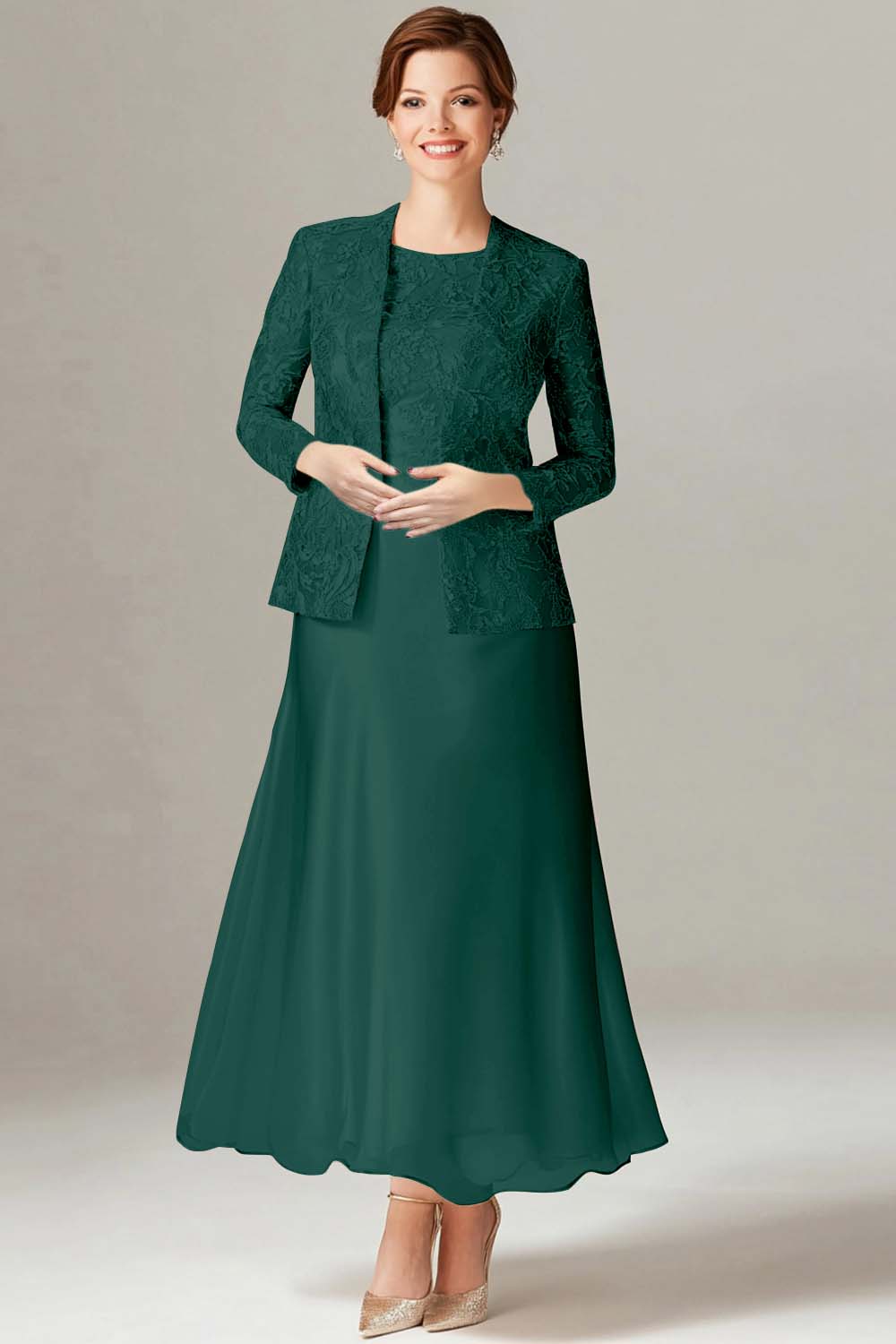 A-Line Champagne Chiffon 2-Piece Mother of the Bride Dress - Image 7