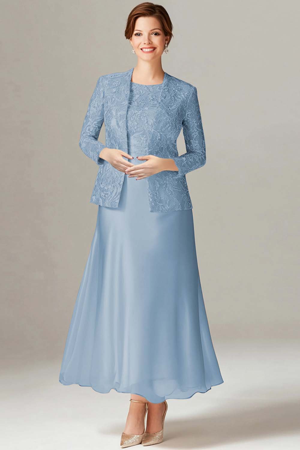 A-Line Champagne Chiffon 2-Piece Mother of the Bride Dress - Image 8