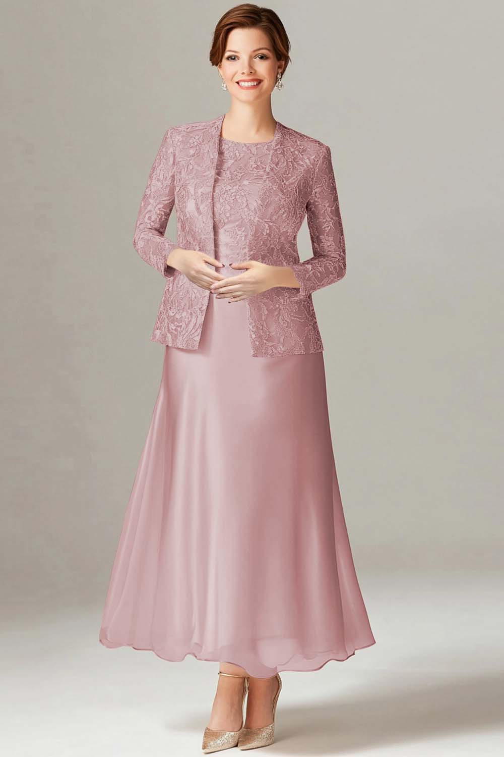 A-Line Champagne Chiffon 2-Piece Mother of the Bride Dress - Image 9