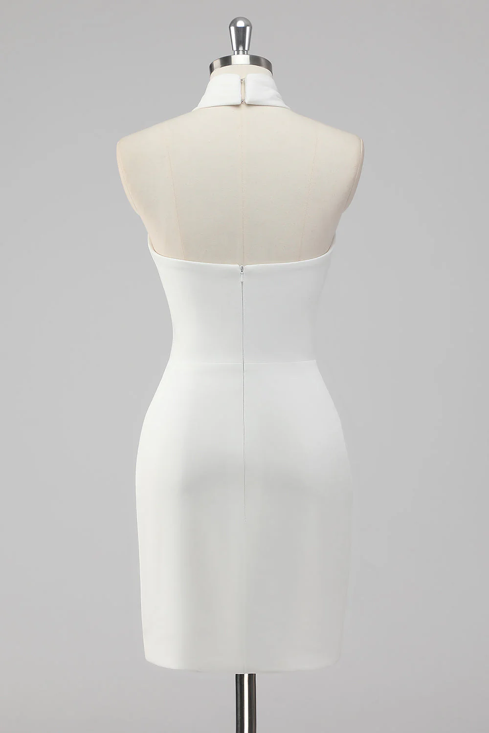 Halter Satin White Graduation Dress - Image 2