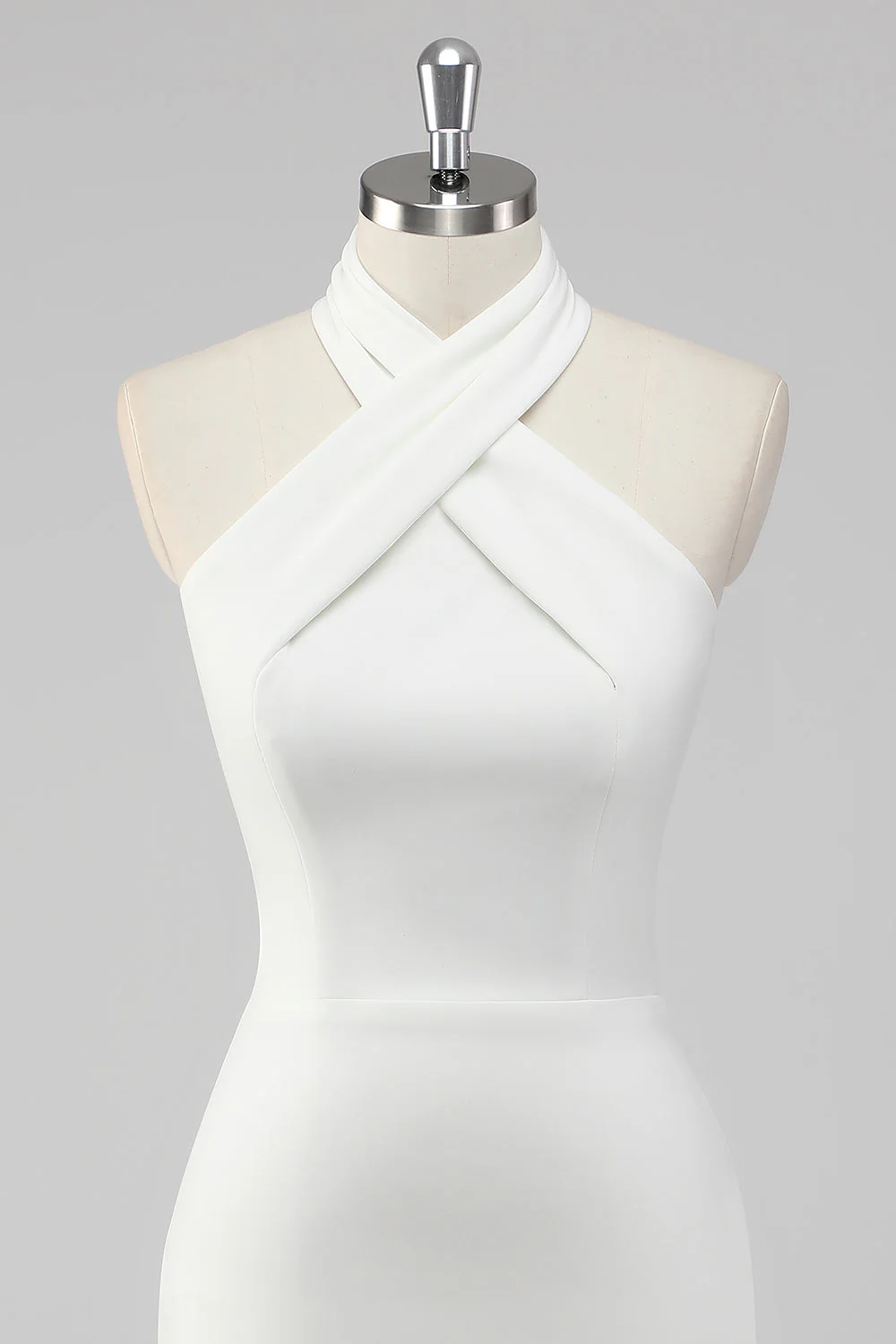 Halter Satin White Graduation Dress - Image 6