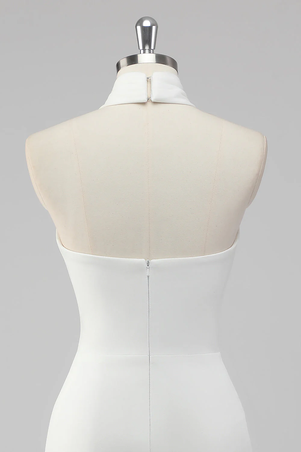 Halter Satin White Graduation Dress - Image 7