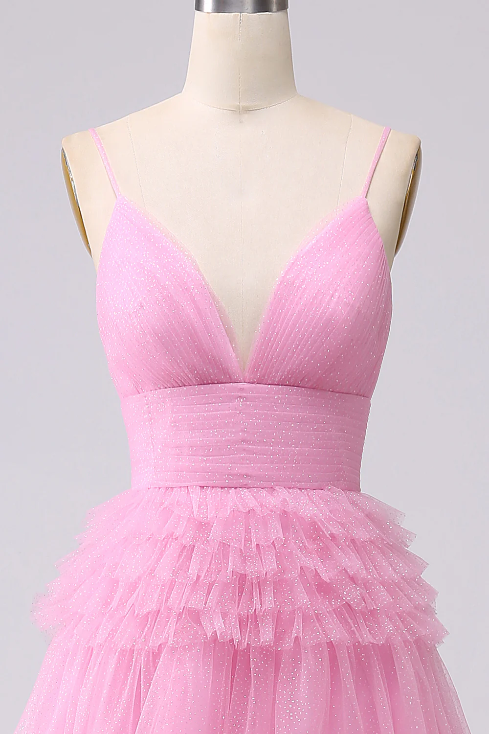 A Line Spaghetti Straps Navy Long Prom Dress with Ruffles - Image 22