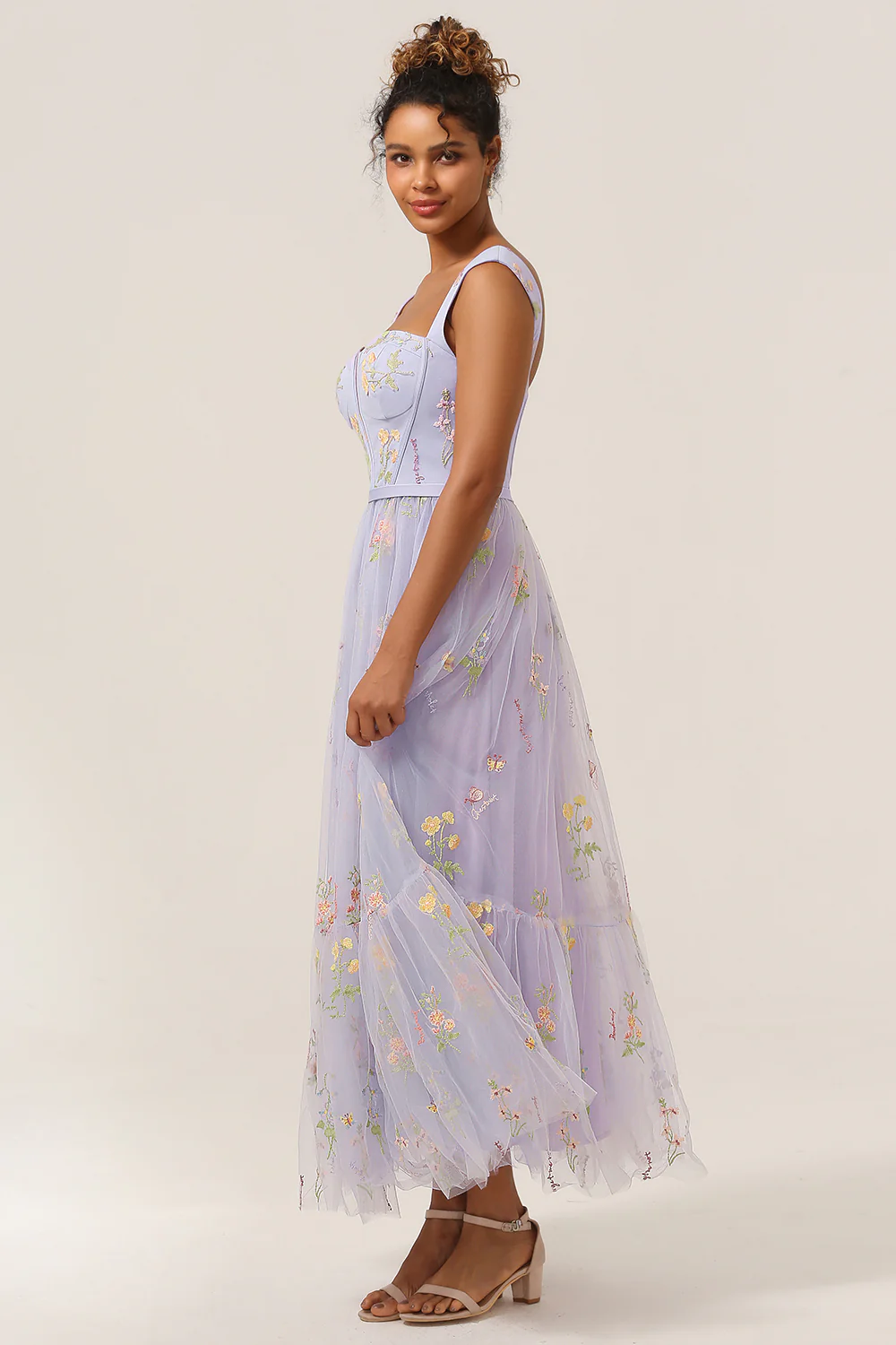 A Line Sweetheart Champagne Long Prom Dress with Embroidery - Image 11