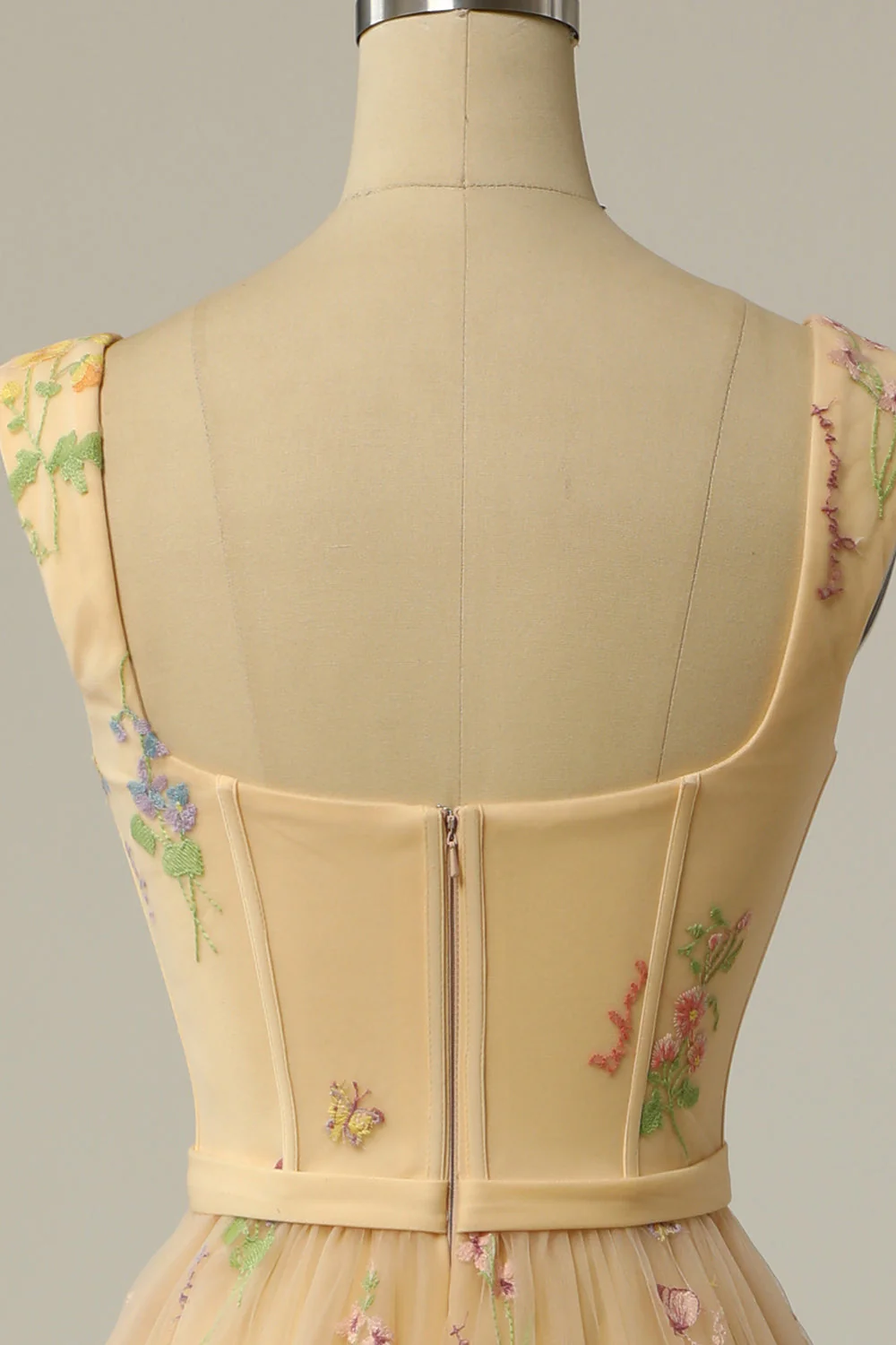 A Line Sweetheart Champagne Long Prom Dress with Embroidery - Image 6