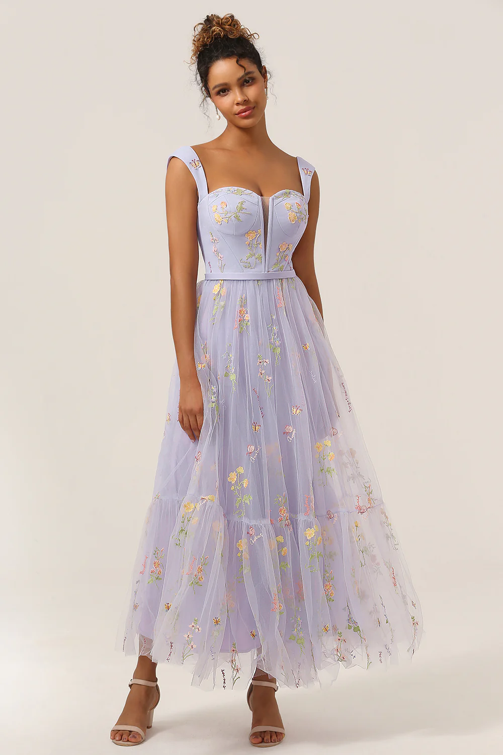 A Line Sweetheart Champagne Long Prom Dress with Embroidery - Image 7
