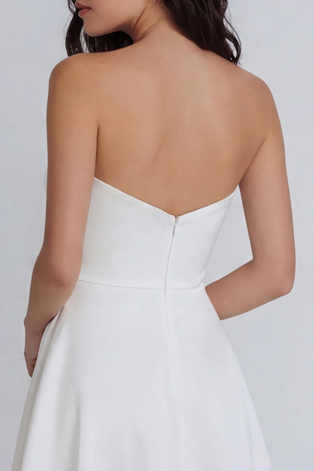 A-Line Sweetheart Ivory Ruched Satin Graduation Dress - Image 4
