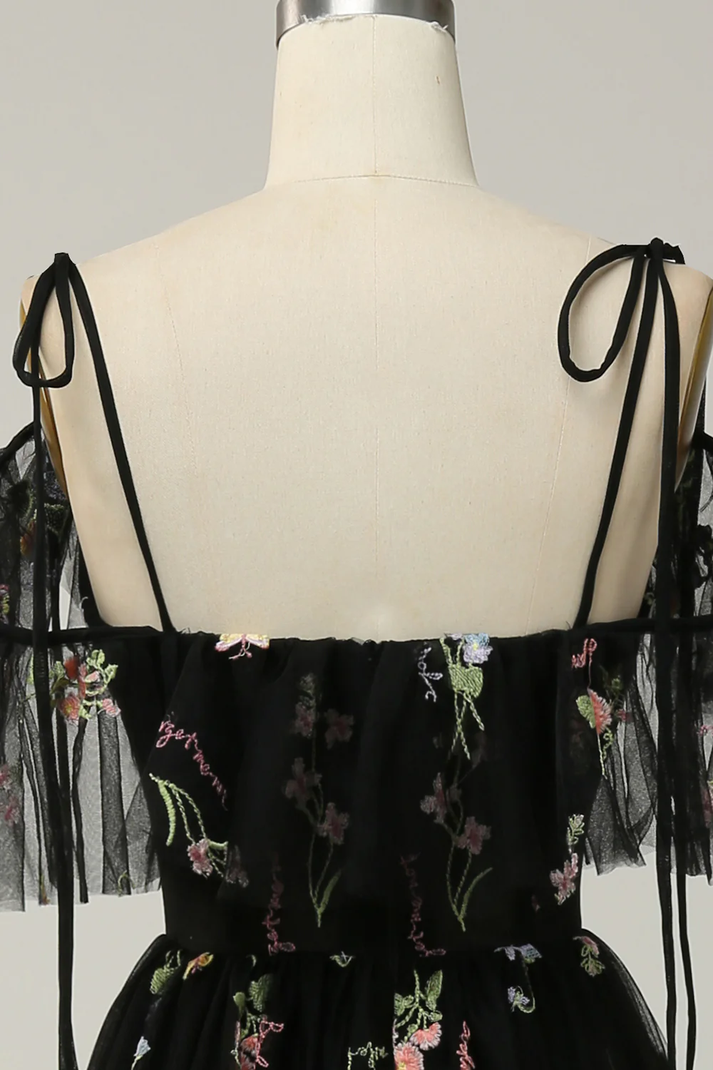 A-Line V-Neck Spaghetti Straps Embroidery Lavender Long Prom Dress with Slit - Image 15