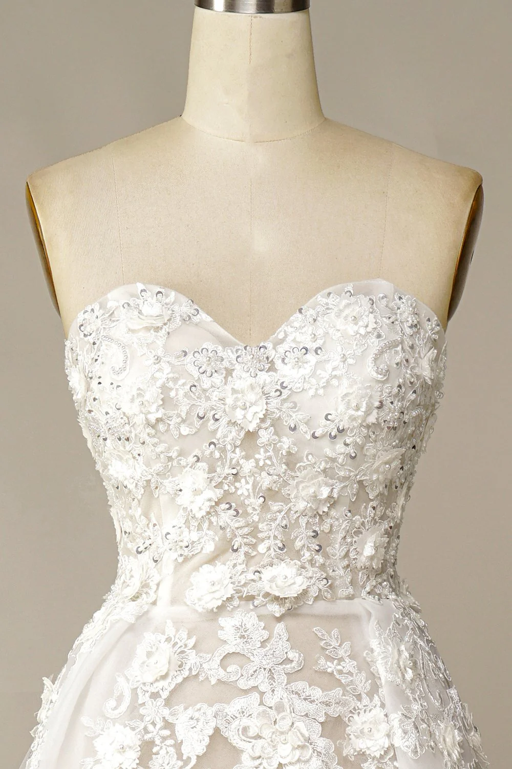 A Line Wedding Dress with Appliques - Image 3