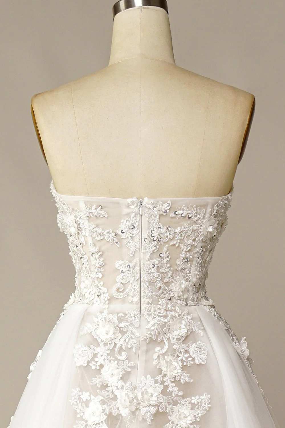 A Line Wedding Dress with Appliques - Image 4