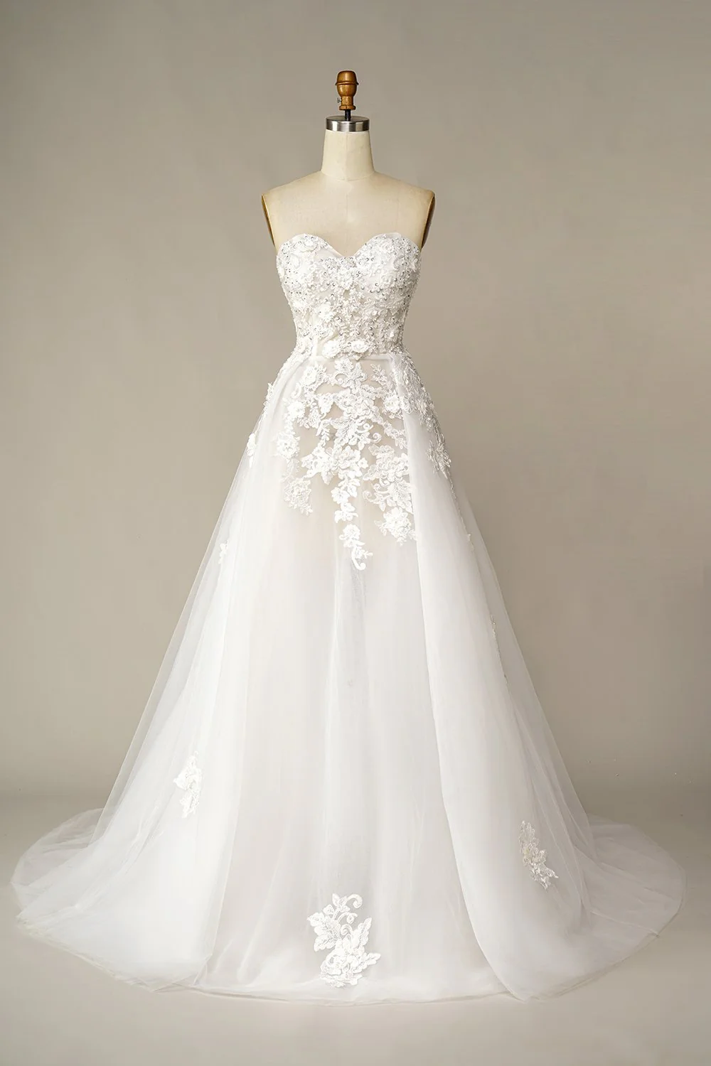 A Line Wedding Dress with Appliques - Image 7
