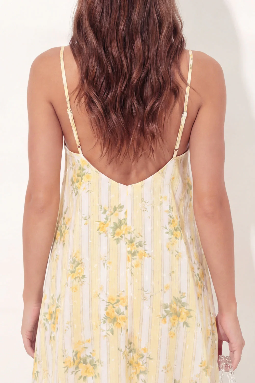 A-Line Yellow Spaghetti Straps Floral Mini Graduation Dress - Image 5