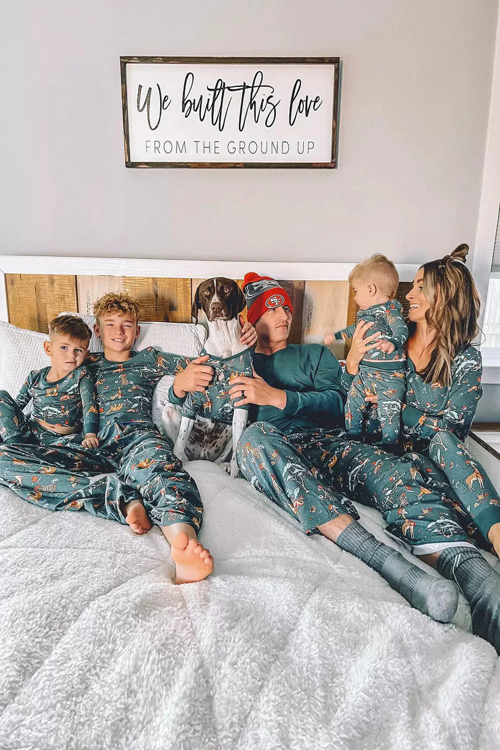 Animal Print Dark Green Matching Pajamas Set - Image 3