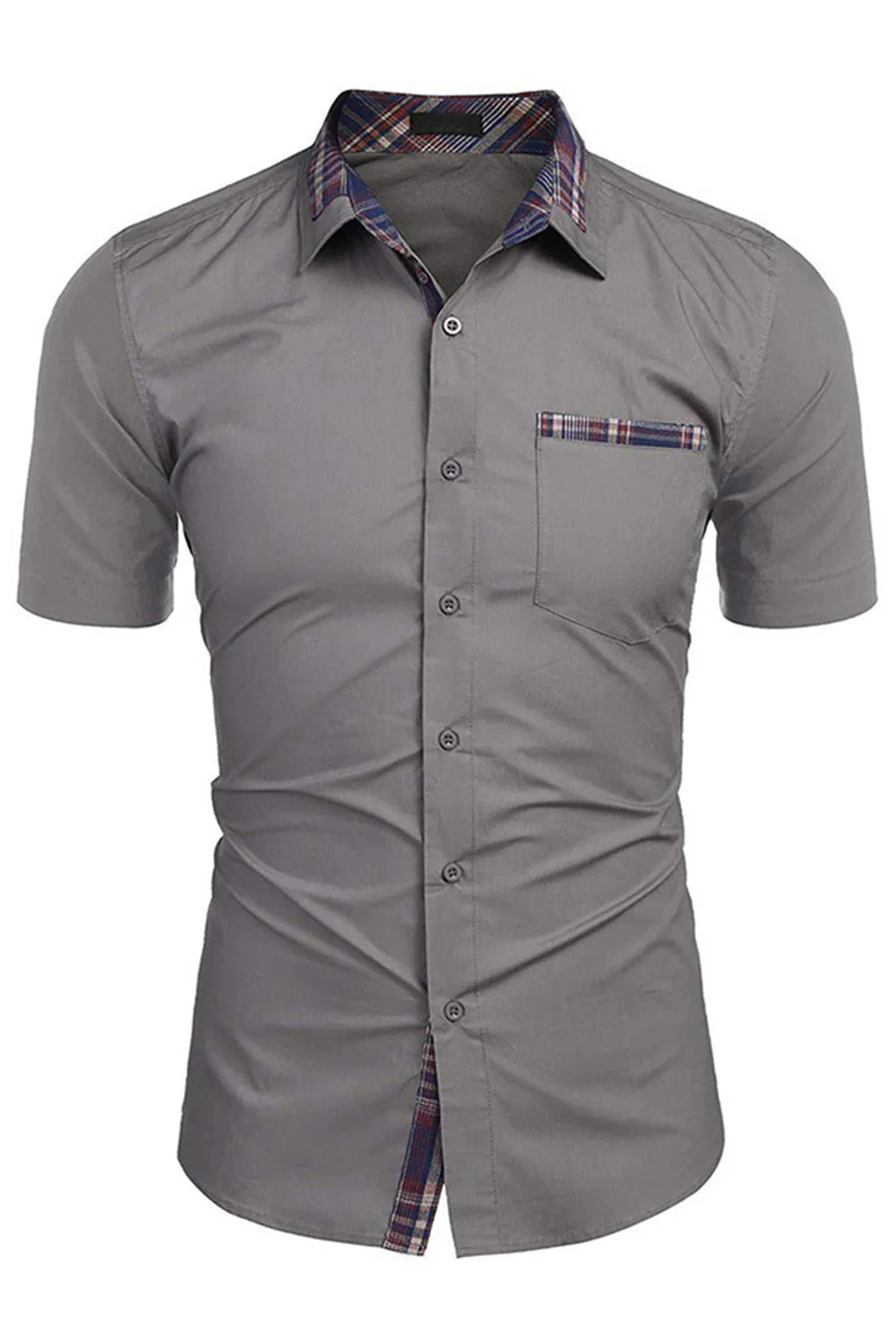 Army Green Short Sleeves Button Down Casual Men's Shirt - Image 5