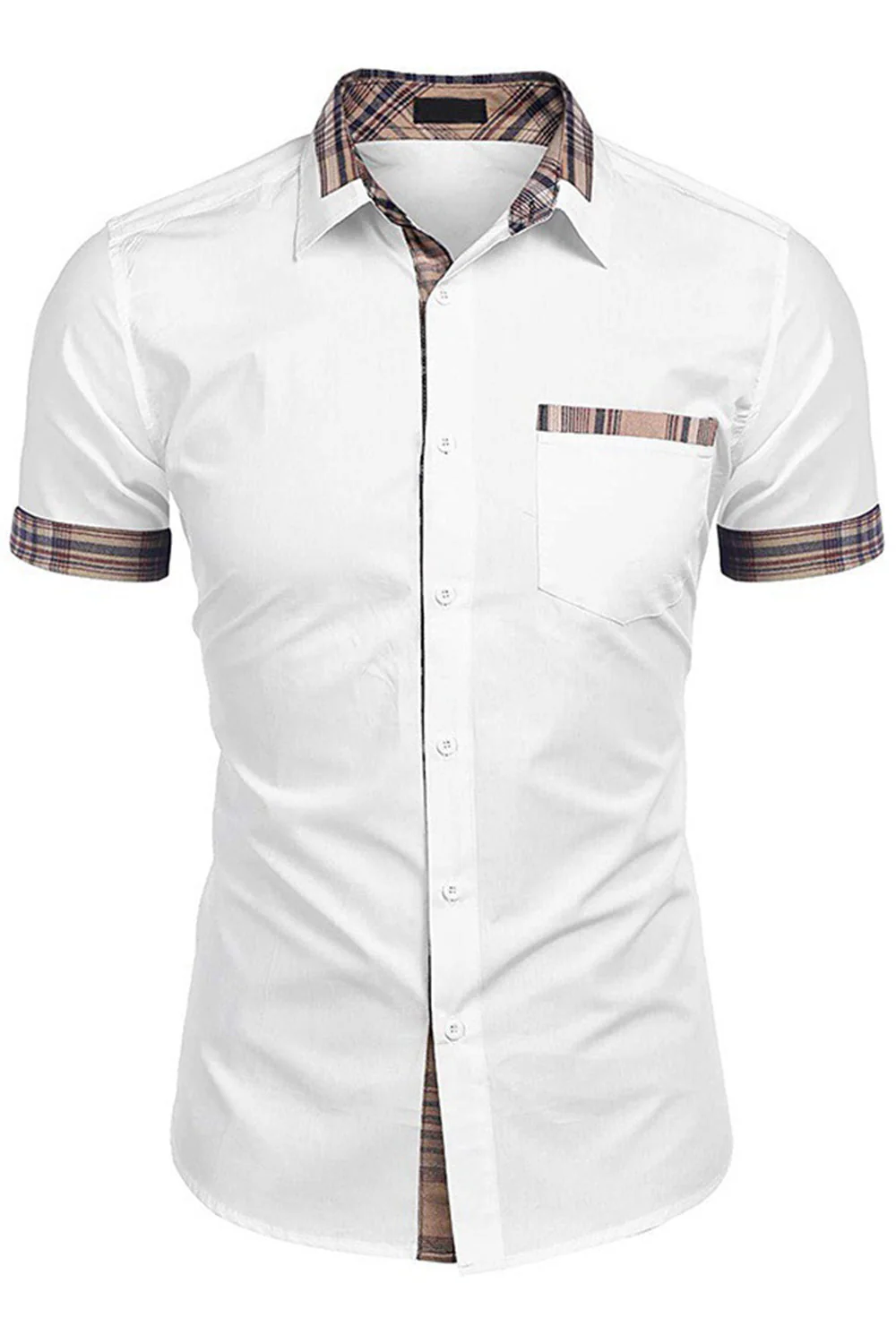 Army Green Short Sleeves Button Down Casual Men's Shirt - Image 6